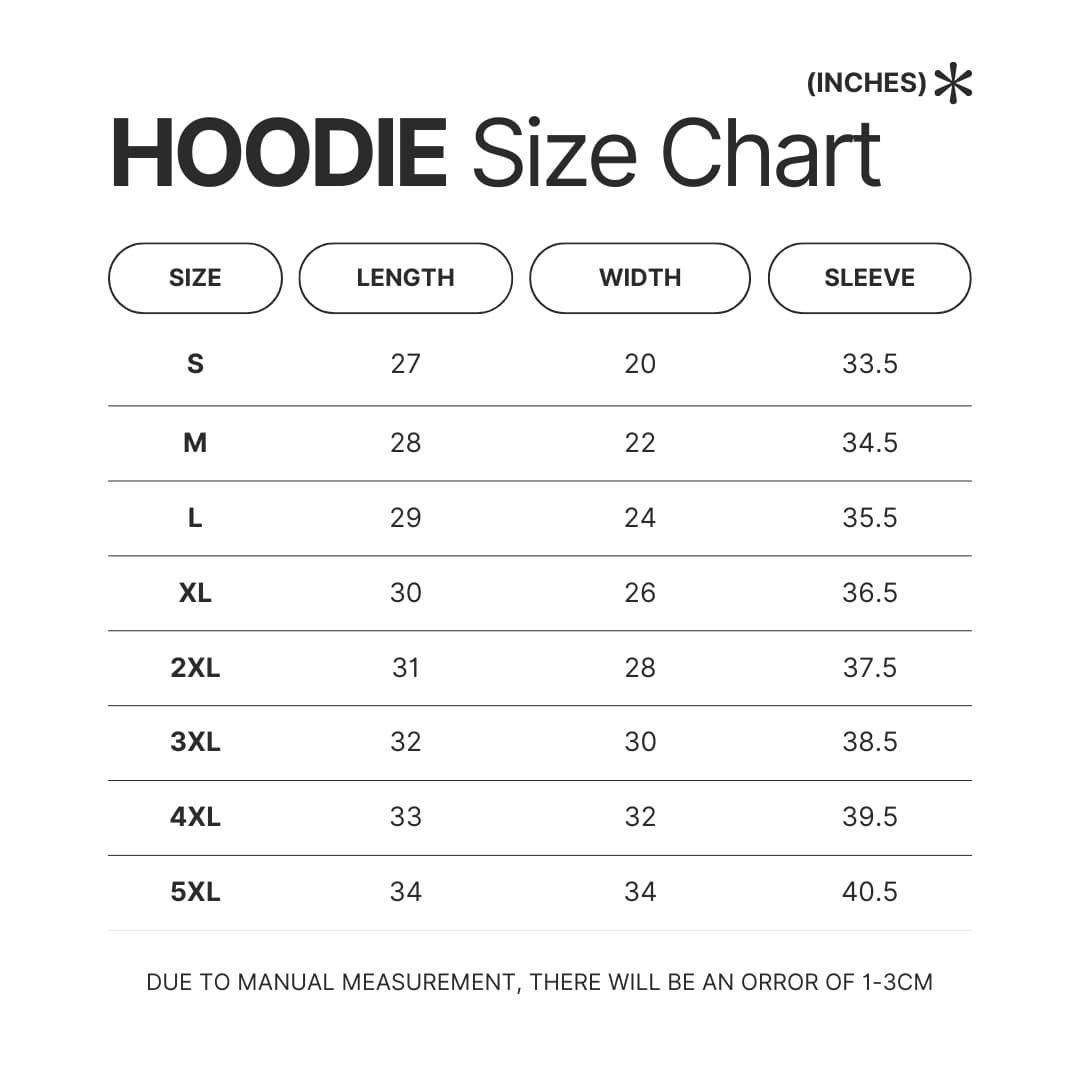 Hoodie Size Chart - Caylus Merch