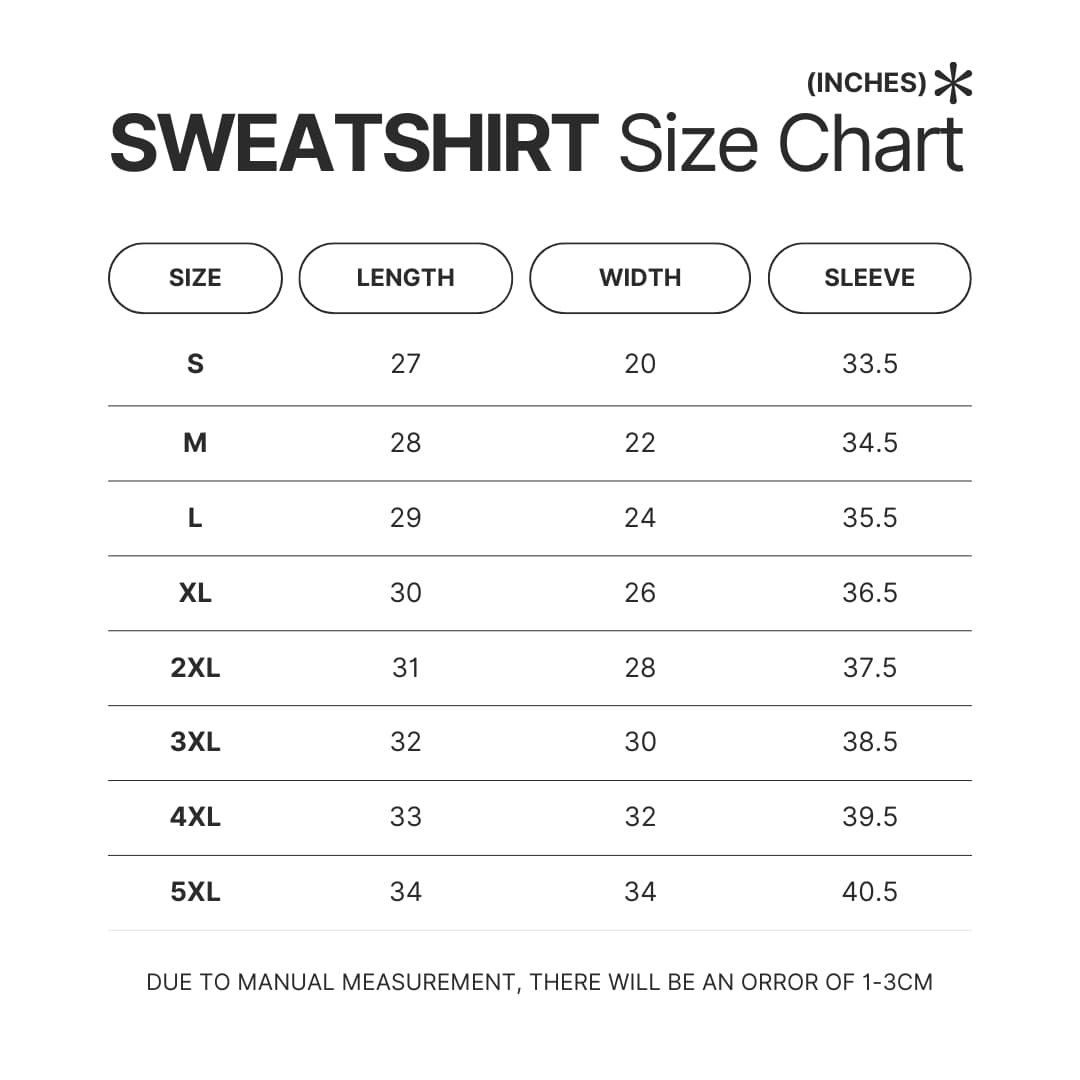Sweatshirt Size Chart - Caylus Merch
