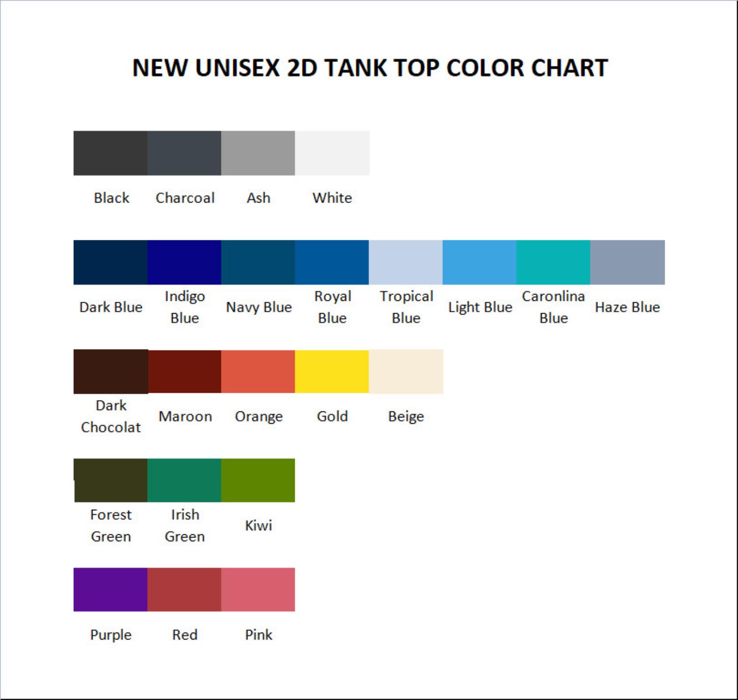 tank top color chart - Caylus Merch