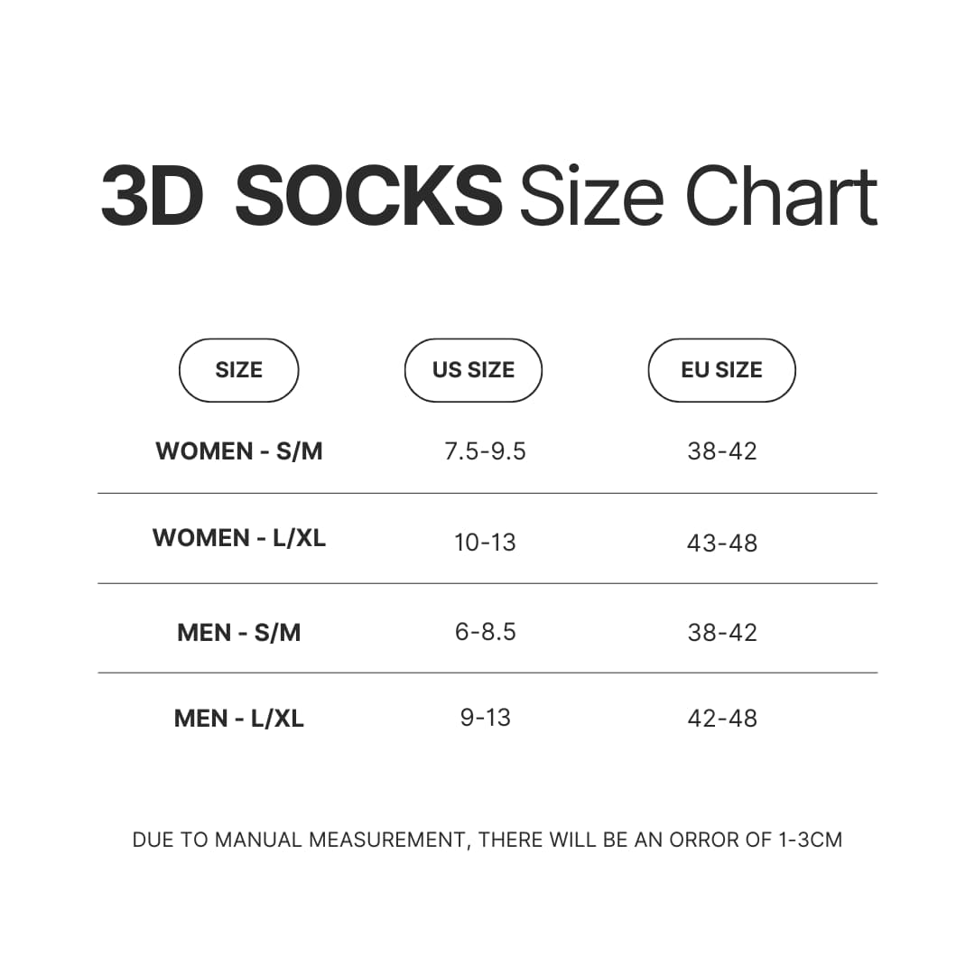 3D Socks Size Chart - Caylus Merch